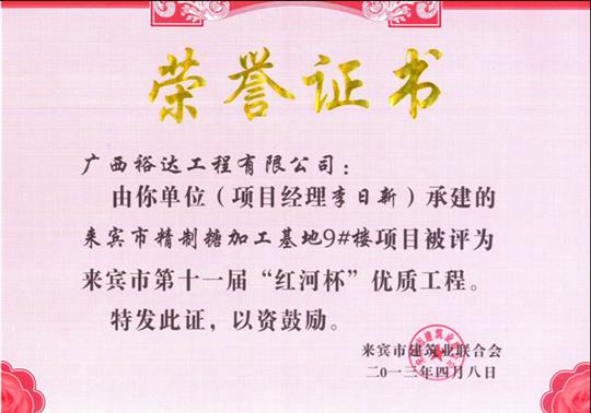 2013年来宾市第十一届“红河杯”优质五大联赛平台-（中国）科技公司
