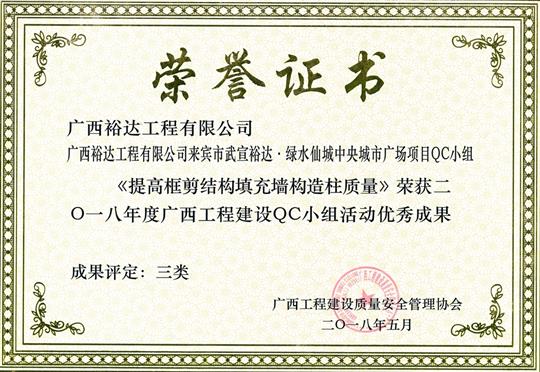2018年度广西五大联赛平台-（中国）科技公司
建设QC小组活动优秀成果